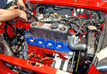 Mini engine installation in the Mini Sport garage