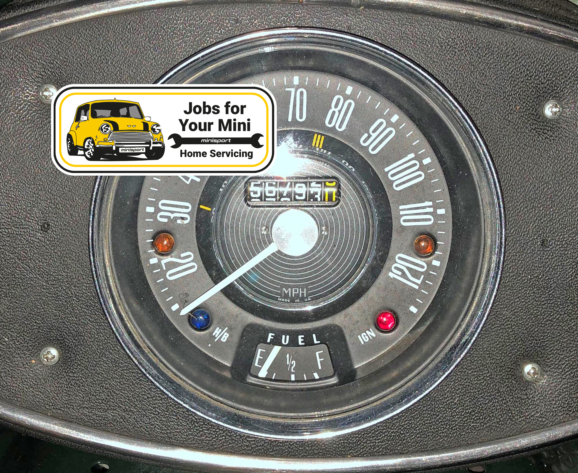 Classic Mini Dash with warning lights