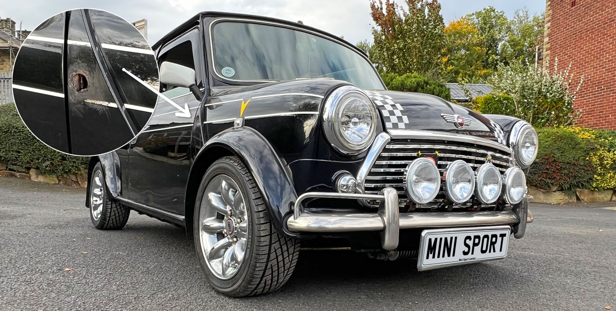 Classic Mini Cooper LE that has corrosion due to rust