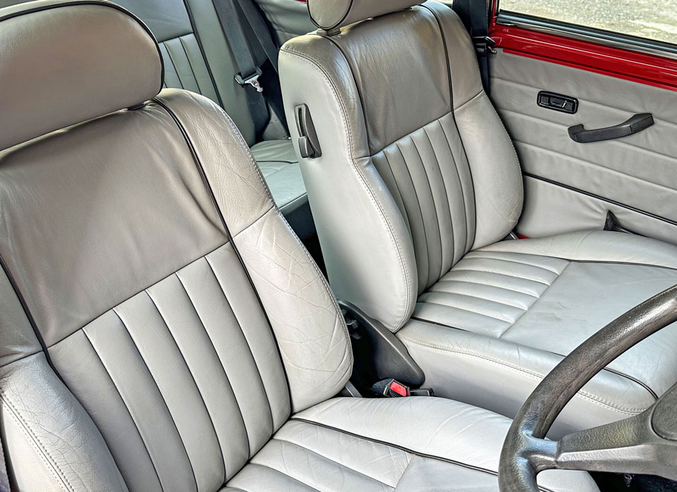 Light Grey Leather Interior Trim with Black Piping