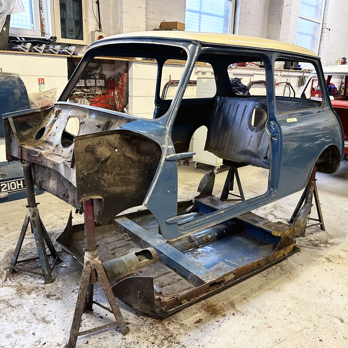 Rusty floor and body panels removed