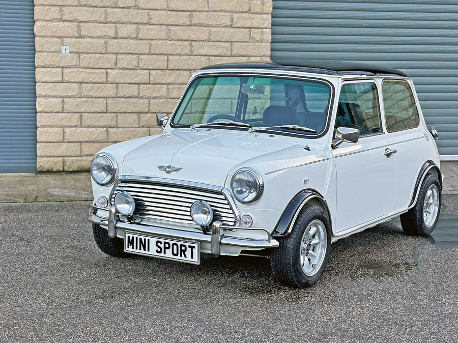 White Mini Cooper SPi restored at Mini Sport, embodying a mini love story of dedication, craftsmanship, and enduring passion.