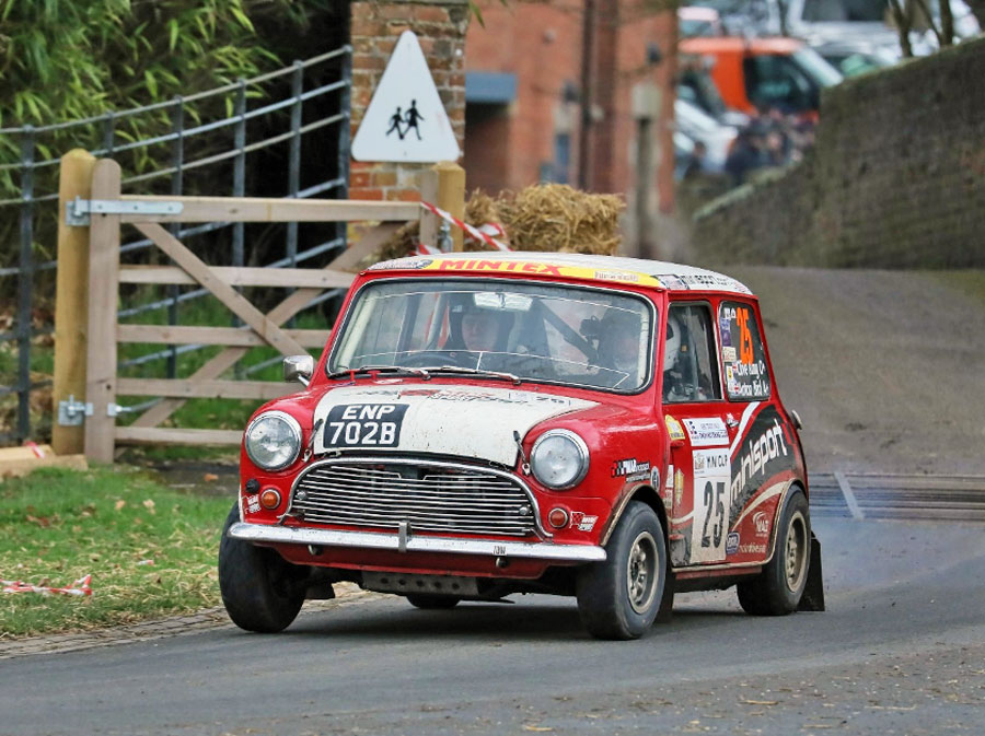 Clive King and Anton Bird on stage at the Agbo Rally 2024 as part of the Mini Cup.