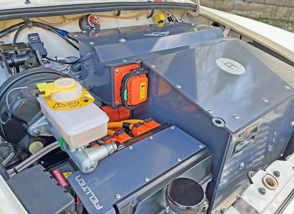 Fellten Mini EV Conversion Kit in a classic Mini