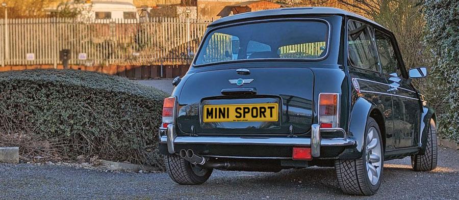 Rear of a restored Classic Mini Cooper MPi LE