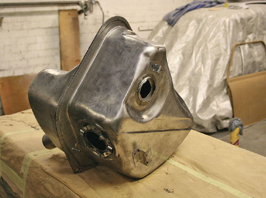 Original Rover Mini injection fuel tank, stripped to bare metal.