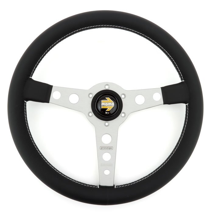 Classic Mini Prototipo style steering wheel with silver spokes